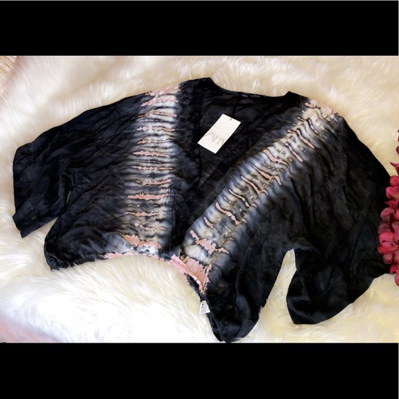 🆕ZARA Cropped Tye Dye Butterfly Top - Picture 2 of 3